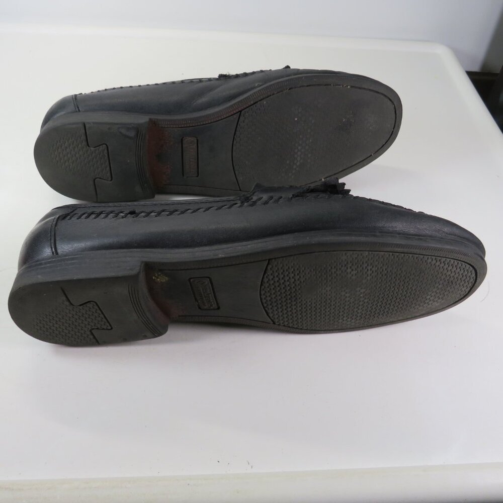 VTG Men's Stafford Leather Navy Shoes 9M(D) Slip-on Loafer Tassels Woven design - Picture 5 of 11